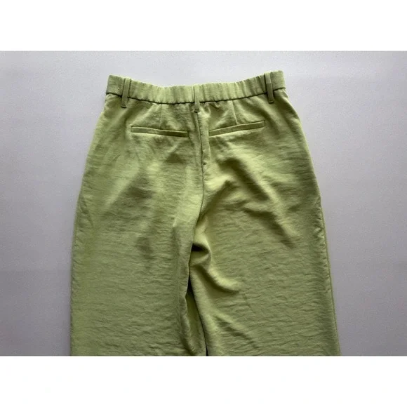 Abercrombie & Fitch Lime Green Pleated Wide Leg Trousers High Rise Pants Size 12 - Picture 7 of 12